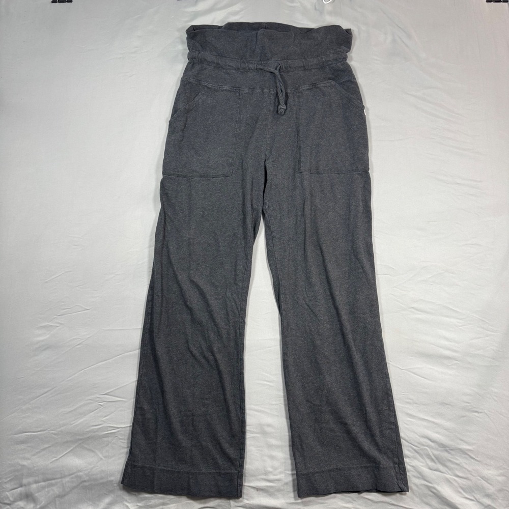 Pact Womens M 100% Organic Cotton Wide Leg Lounge Pants Grey Drawstring Flowy